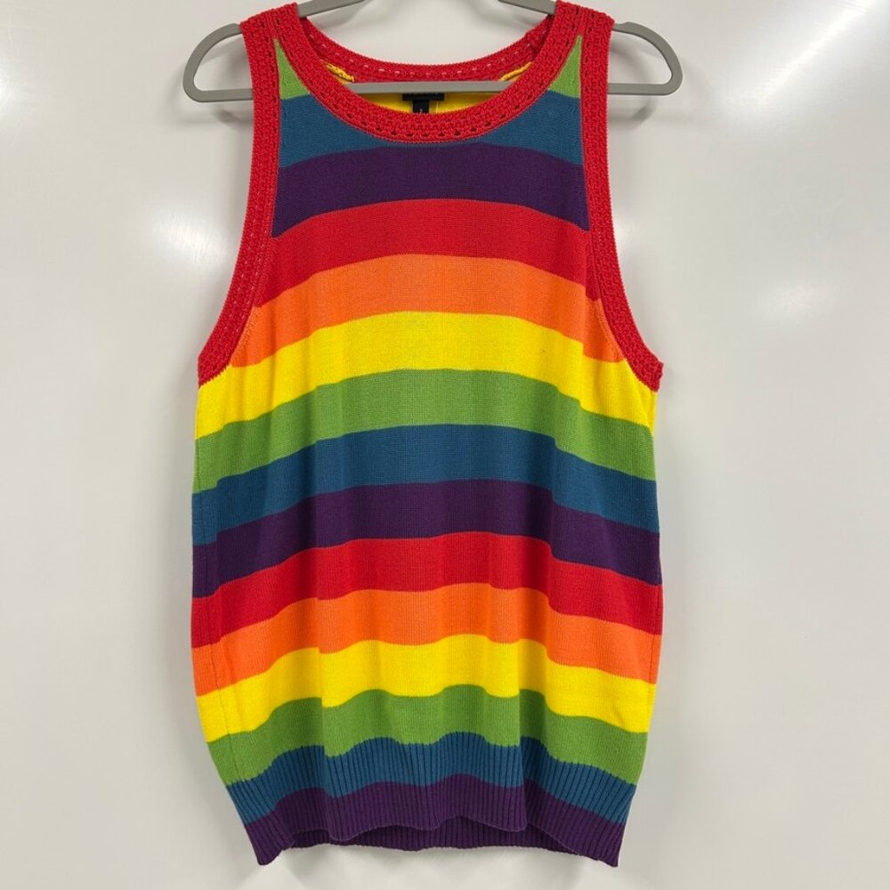 Torrid Size 2 NWT Rainbow Stripe Knit Tank Top Y2K Plus Retro 90's dopamine